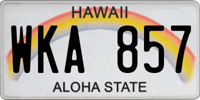 HI license plate WKA857