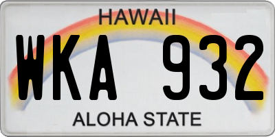 HI license plate WKA932