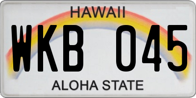 HI license plate WKB045