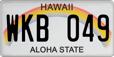 HI license plate WKB049