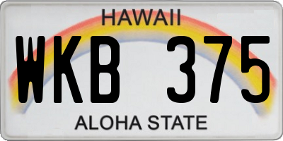 HI license plate WKB375