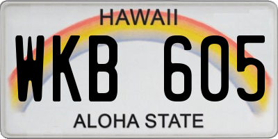 HI license plate WKB605