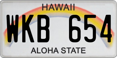 HI license plate WKB654