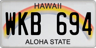 HI license plate WKB694