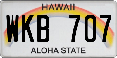 HI license plate WKB707