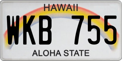 HI license plate WKB755