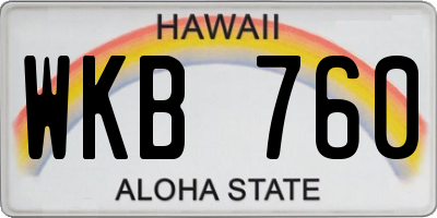 HI license plate WKB760