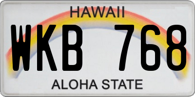 HI license plate WKB768