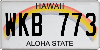HI license plate WKB773