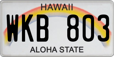 HI license plate WKB803