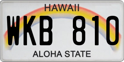 HI license plate WKB810