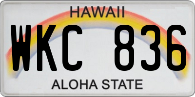 HI license plate WKC836