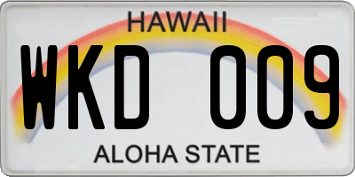 HI license plate WKD009