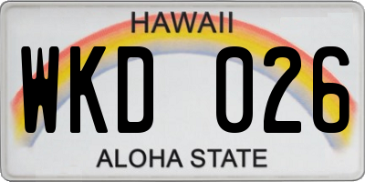 HI license plate WKD026