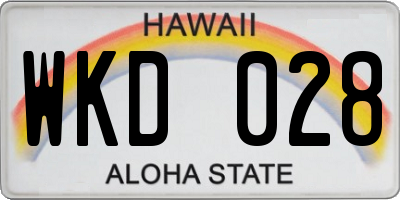 HI license plate WKD028