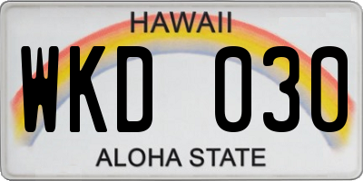 HI license plate WKD030