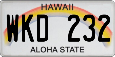 HI license plate WKD232