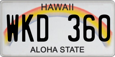 HI license plate WKD360