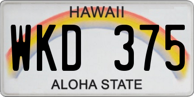 HI license plate WKD375
