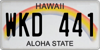 HI license plate WKD441