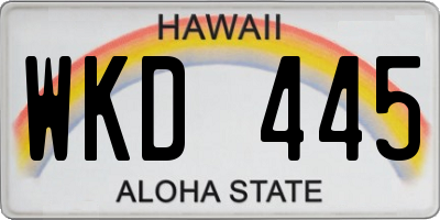 HI license plate WKD445