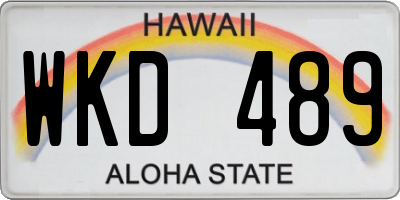 HI license plate WKD489