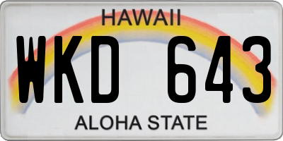 HI license plate WKD643