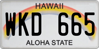 HI license plate WKD665