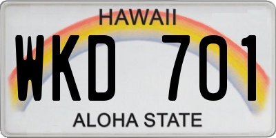 HI license plate WKD701