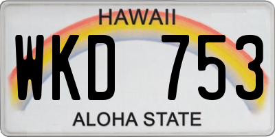HI license plate WKD753