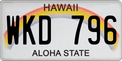 HI license plate WKD796