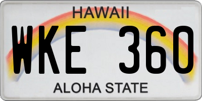 HI license plate WKE360