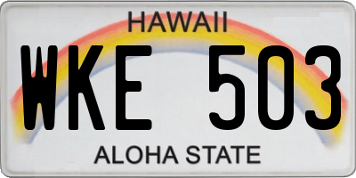 HI license plate WKE503