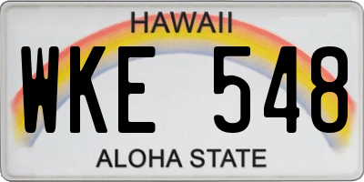 HI license plate WKE548