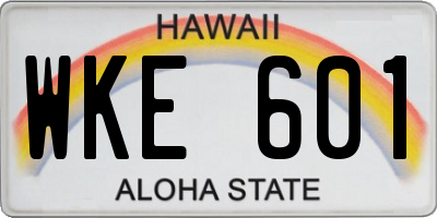 HI license plate WKE601