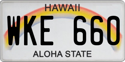 HI license plate WKE660