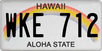 HI license plate WKE712