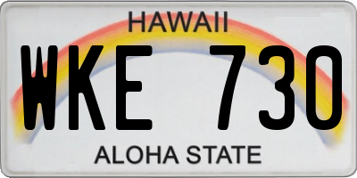 HI license plate WKE730
