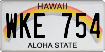 HI license plate WKE754