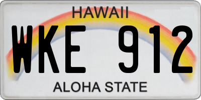 HI license plate WKE912