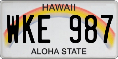 HI license plate WKE987