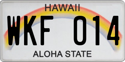 HI license plate WKF014