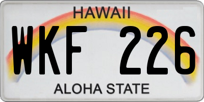 HI license plate WKF226
