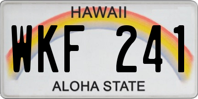 HI license plate WKF241