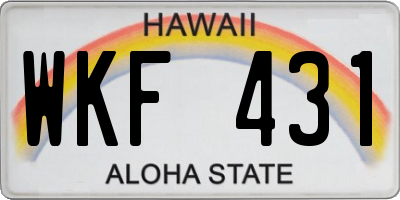 HI license plate WKF431
