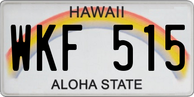 HI license plate WKF515