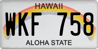 HI license plate WKF758