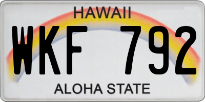 HI license plate WKF792