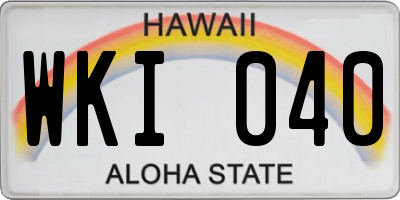 HI license plate WKI040
