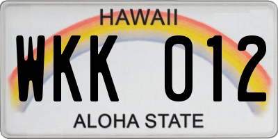 HI license plate WKK012